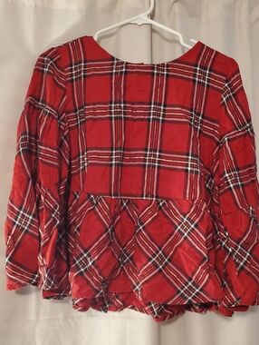 Peyton & Parker Red Plaid Peplum Blouse